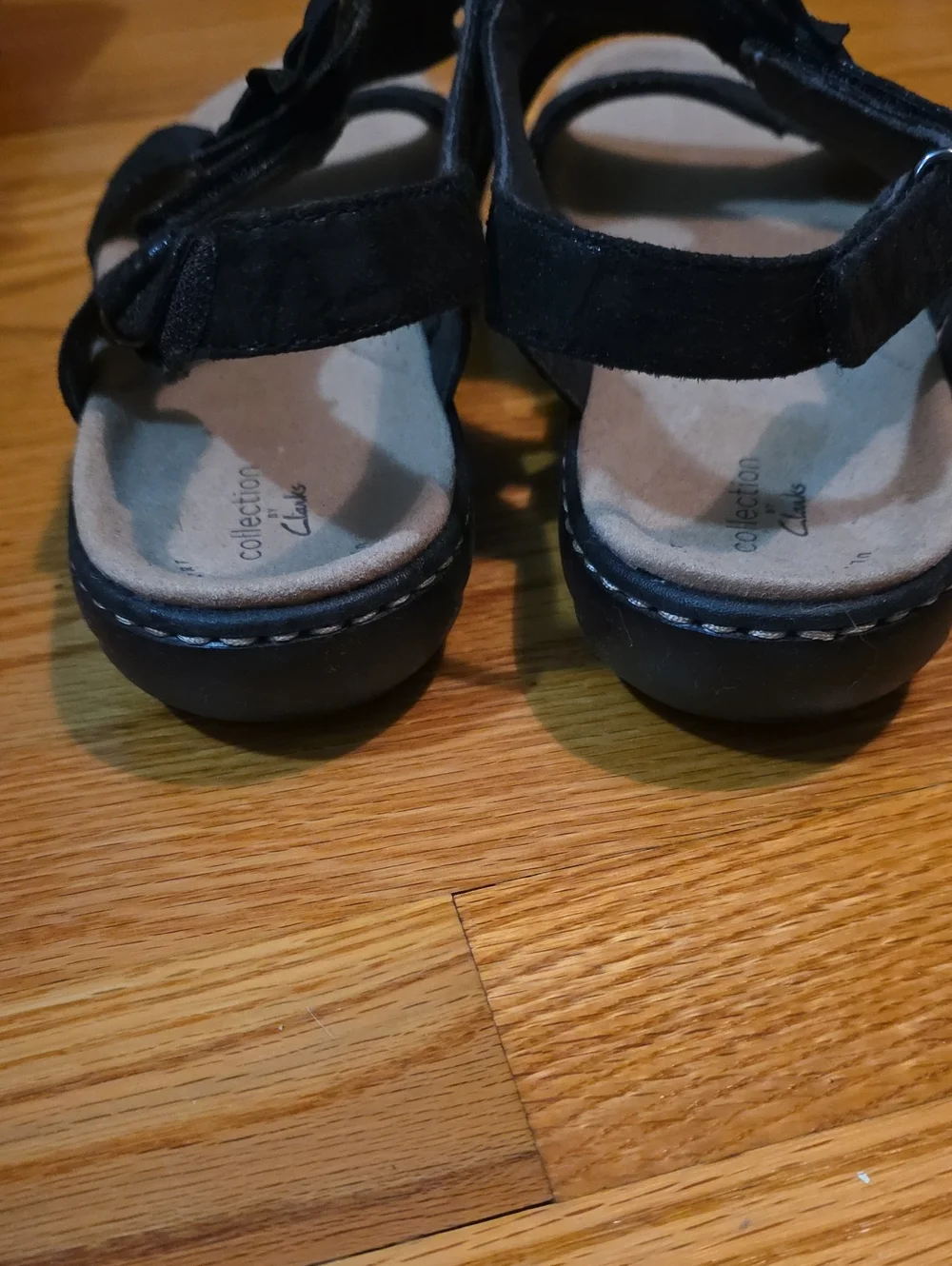 Clarks Black Floral Applique Comfort Sandals - Picture 5 of 6